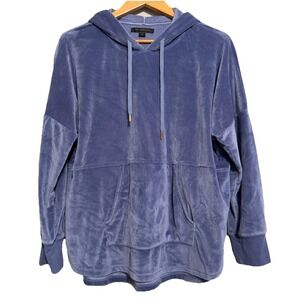 Donna Karen Women's M Sleepwear Lounge Hoodie Pullover Top Purple Velour‎